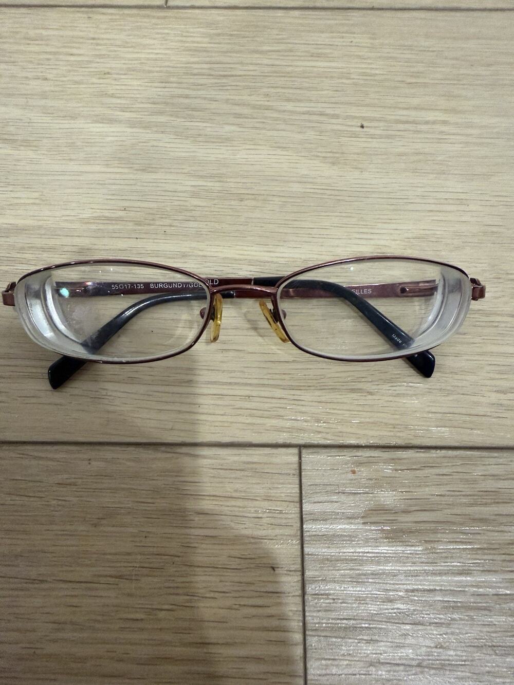 Bulova Eyeglasses Frames MARSEILLES BURGUNDY/GOLD Oval Wire Rim 55-17-135